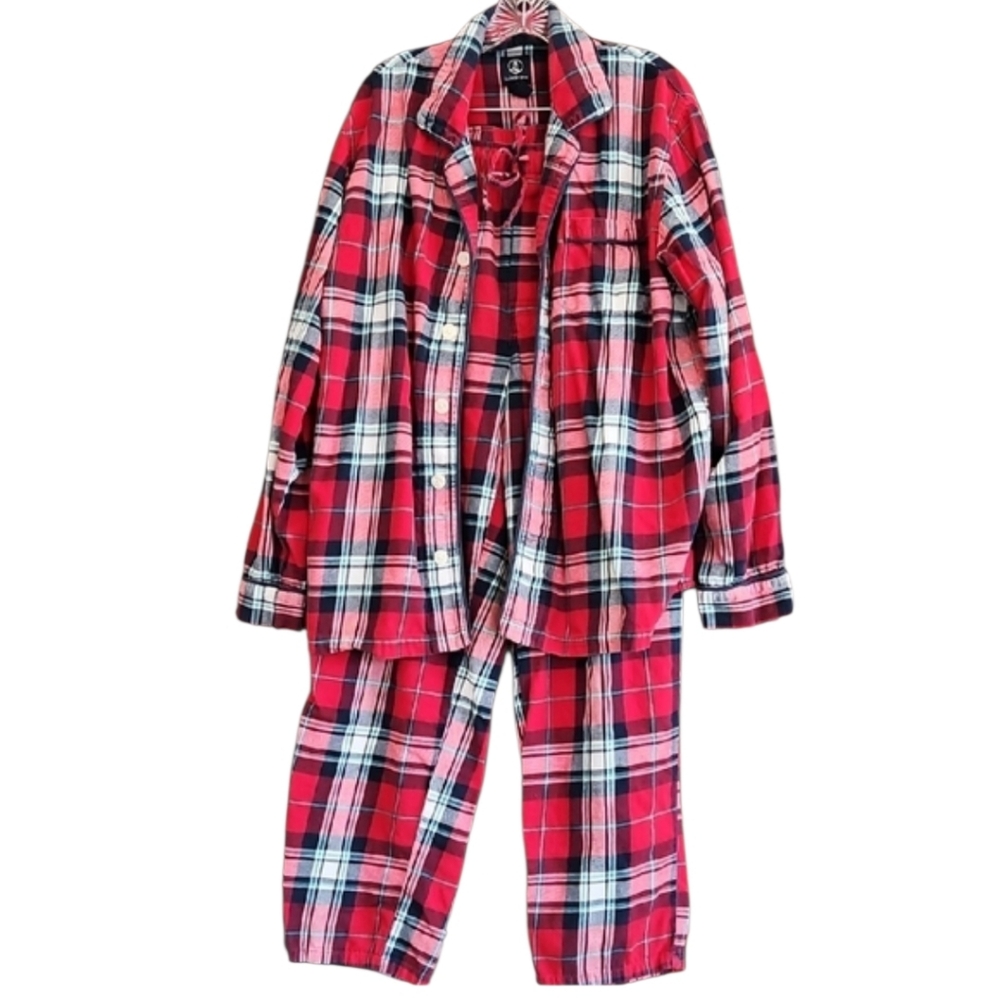 Lands' End Mens 2 piece Plaid Flannel Pajama set, Size Large